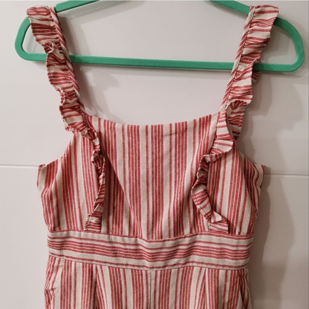 Lulus Emilia Rae Striped Ruffle Culotte Jumpsuit Size M - Picture 5 of 15